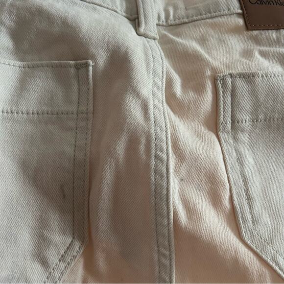 Calvin Klein Carpenter Jeans High Rise Straight Petite Pants Ecru Cream NWT 27P - Picture 6 of 8
